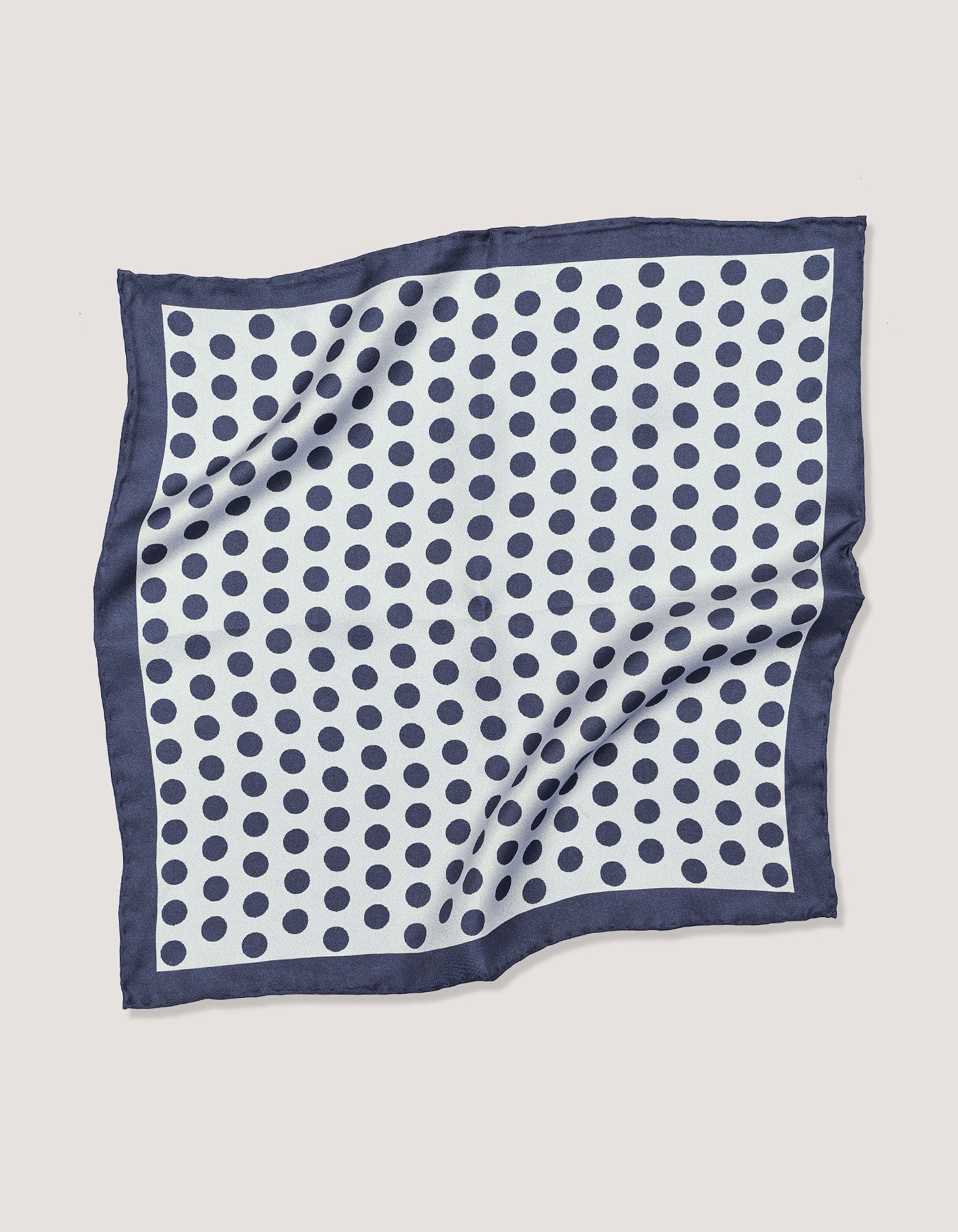 Dotted Silk Pocket Square – Silver & Navy
