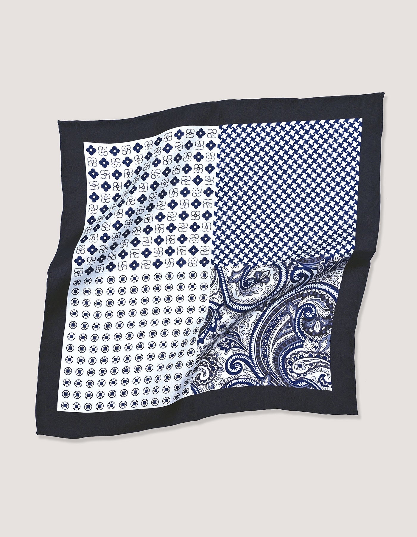 Grey Paisley Silk Pocket Square