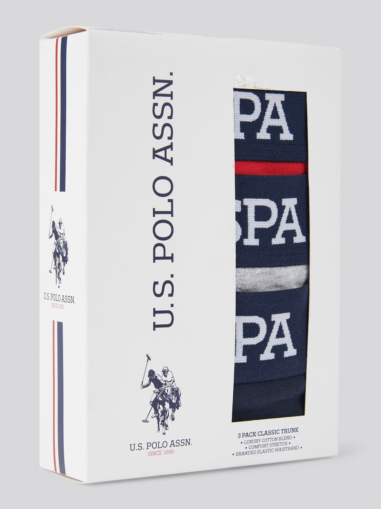 Mens 3 Pack Branded Stripe Boxer Shorts Haute Red