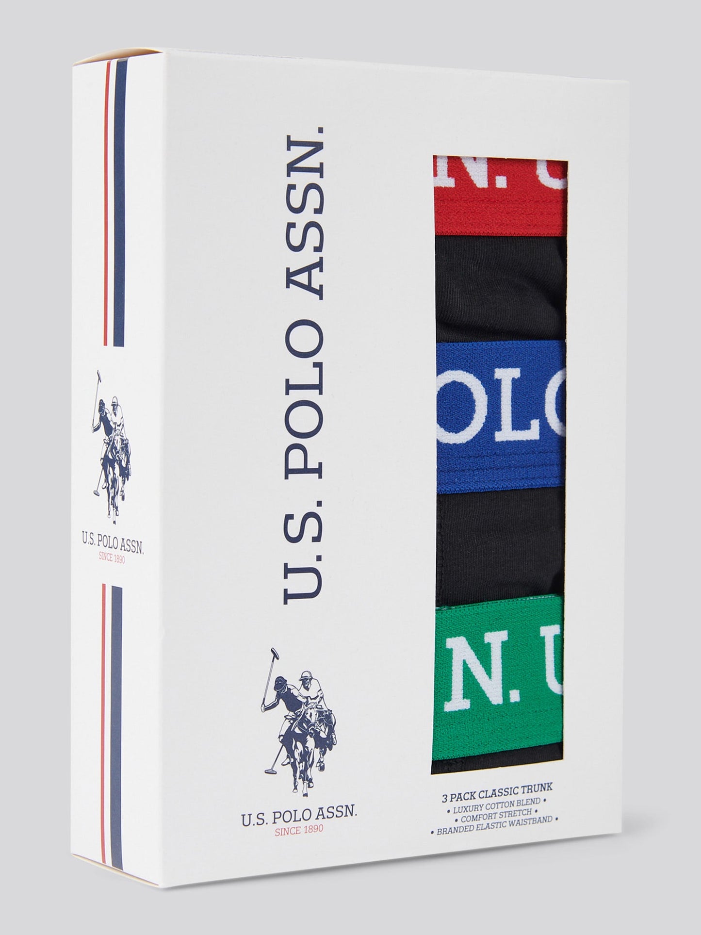 Mens 3 Pack Contrast Waistband Boxer Shorts Black