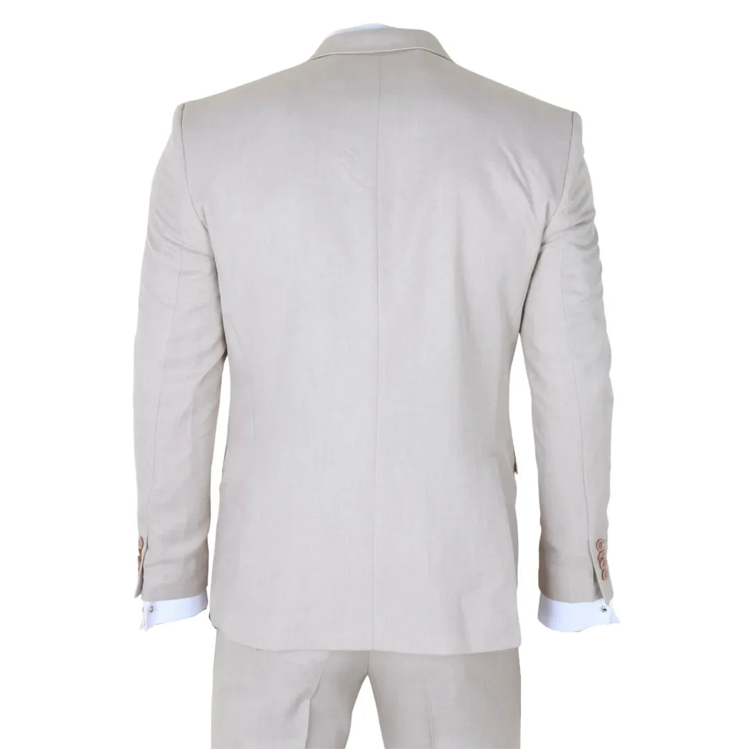 IM1 - Men's Classic Plain Cream 3 Piece Suit
