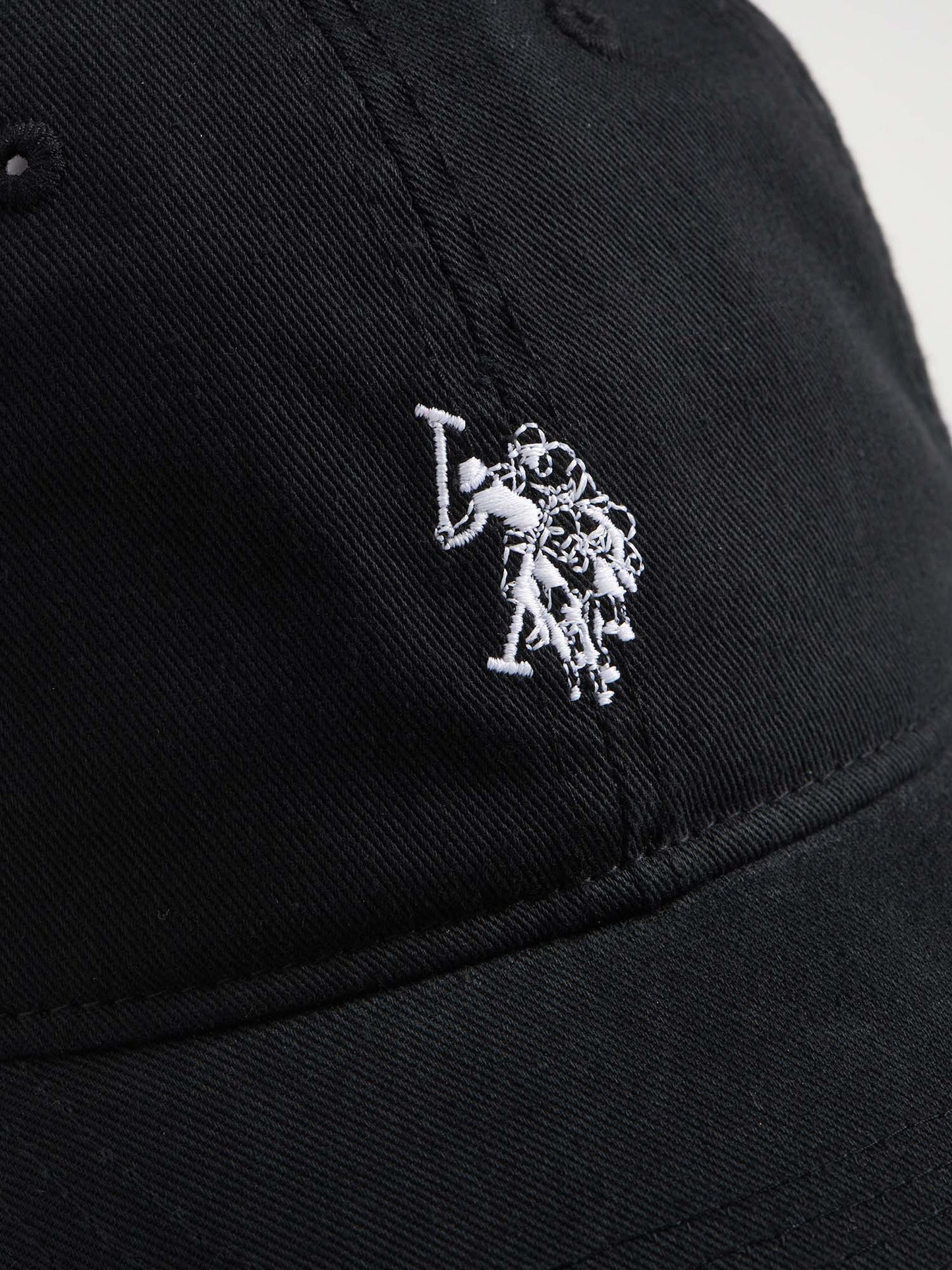 Boys Washed Canvas Cap in Black Bright White DHM