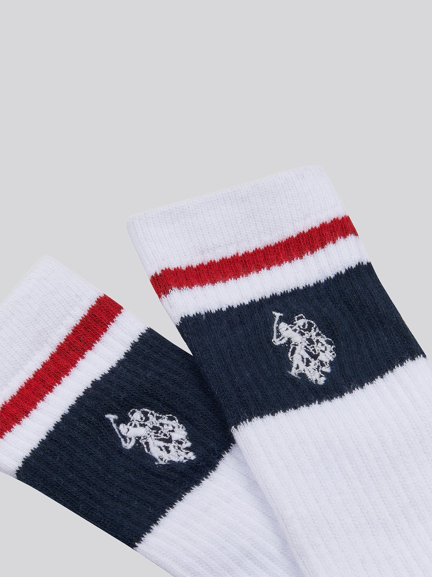 Three Pack Brand Stripe Sports Socks in Bright White