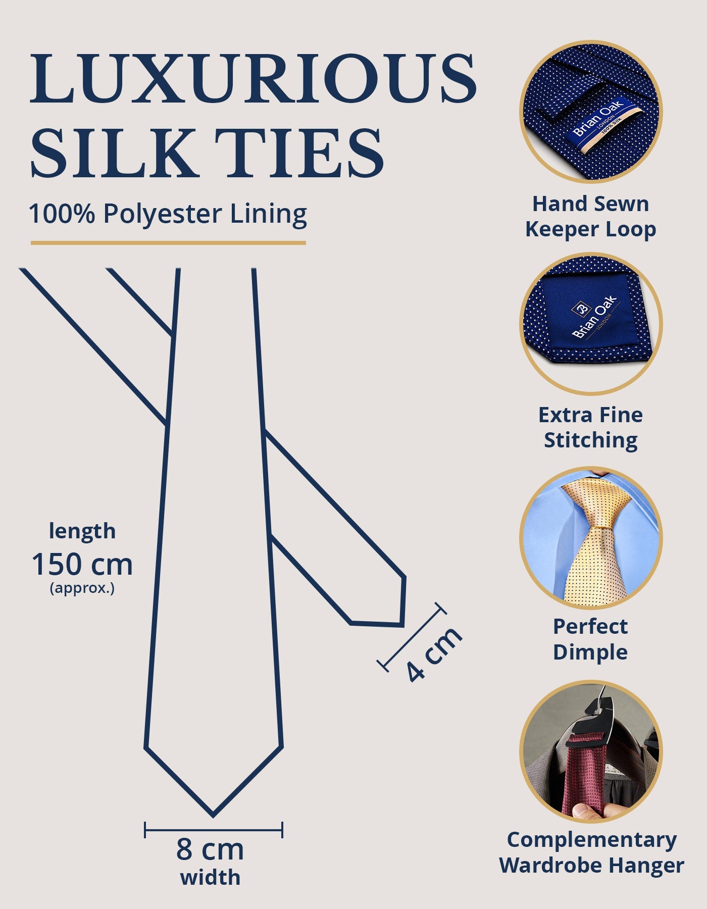 Navy Self Printed Silk Tie