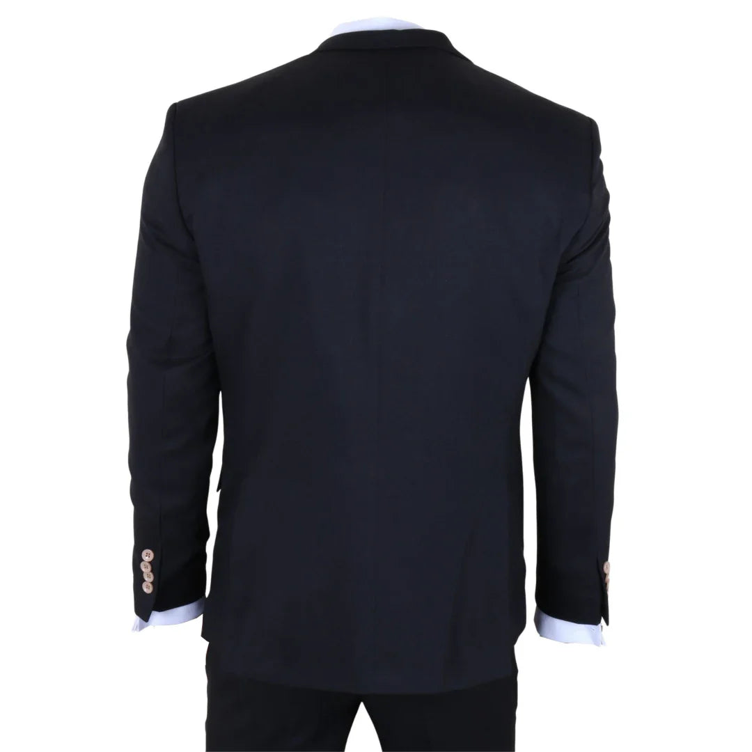 IM32 - Men's Black 3 Piece Tailored Fit Suit