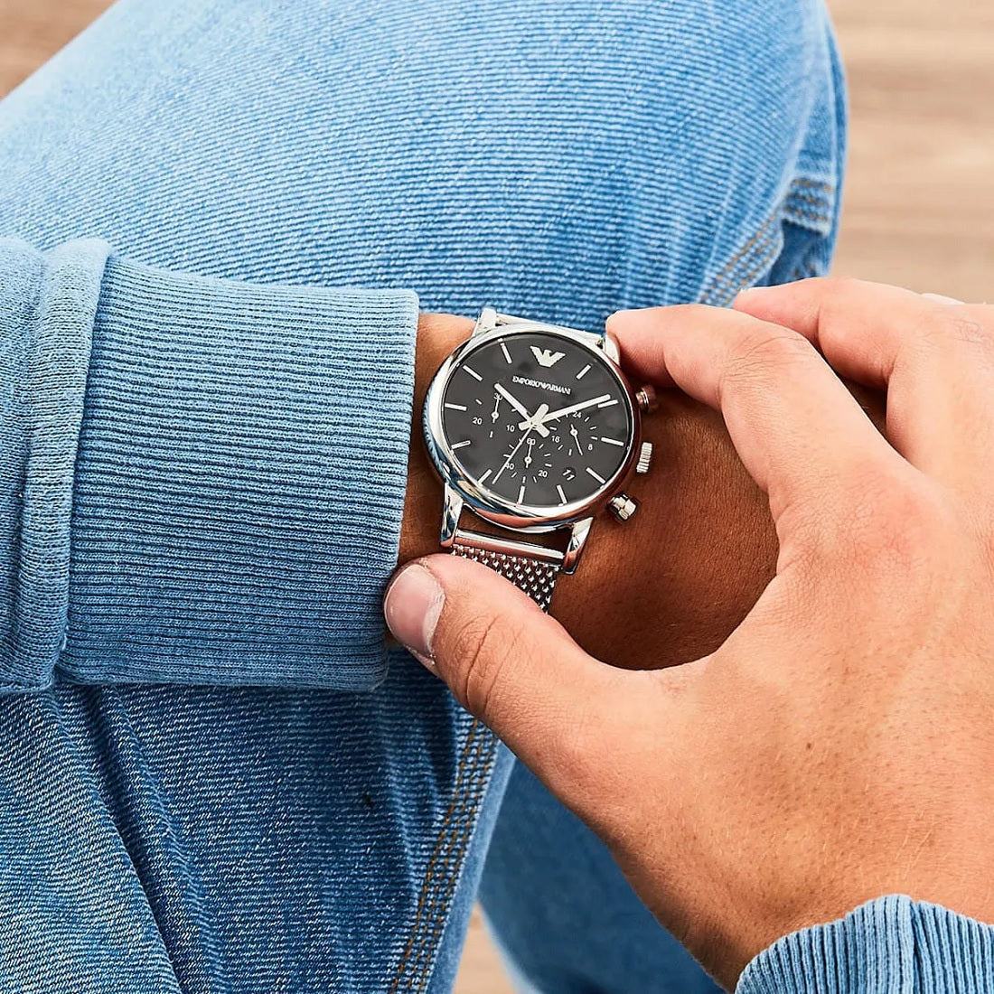 Emporio Armani AR1811 Luigi Men's 41mm Silver Mesh Watch