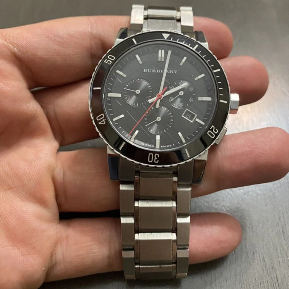 Burberry BU9380 The City Men's Silver & Black Bezel Watch