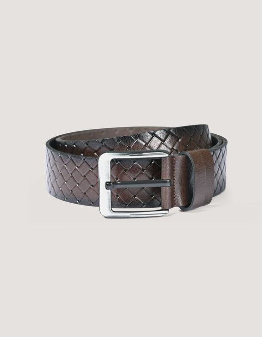 Embossed Dark Brown Casual Belt