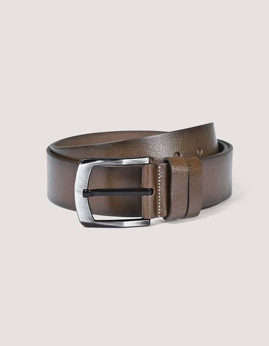 Dark Tan Casual Plain Leather Belt