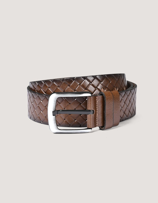 Embossed Brown Casual Belt