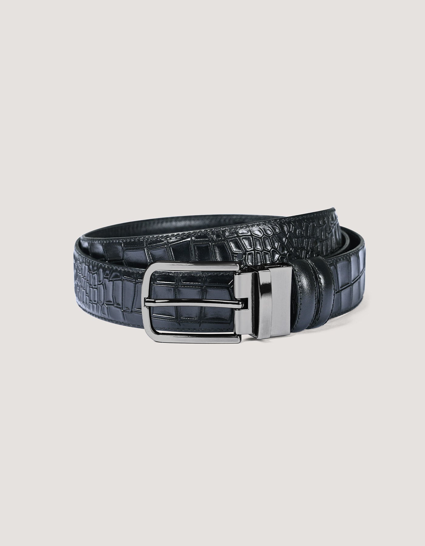 Mens Black Crocodile Belt