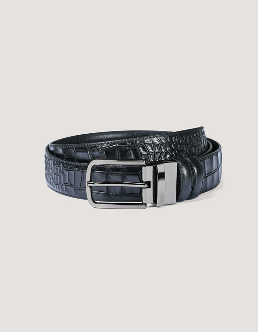 Mens Black Crocodile Belt