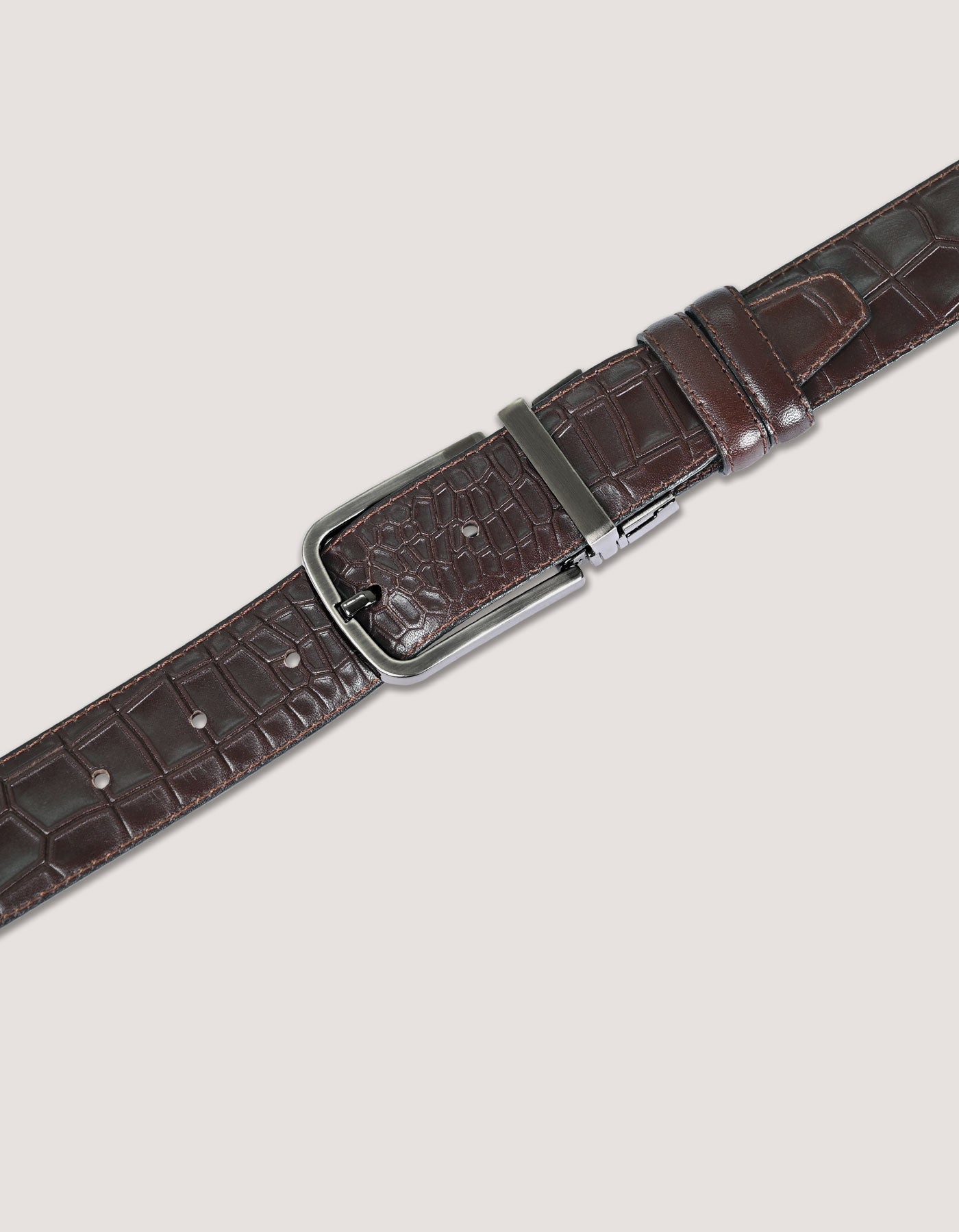 Mens Brown Crocodile Belt
