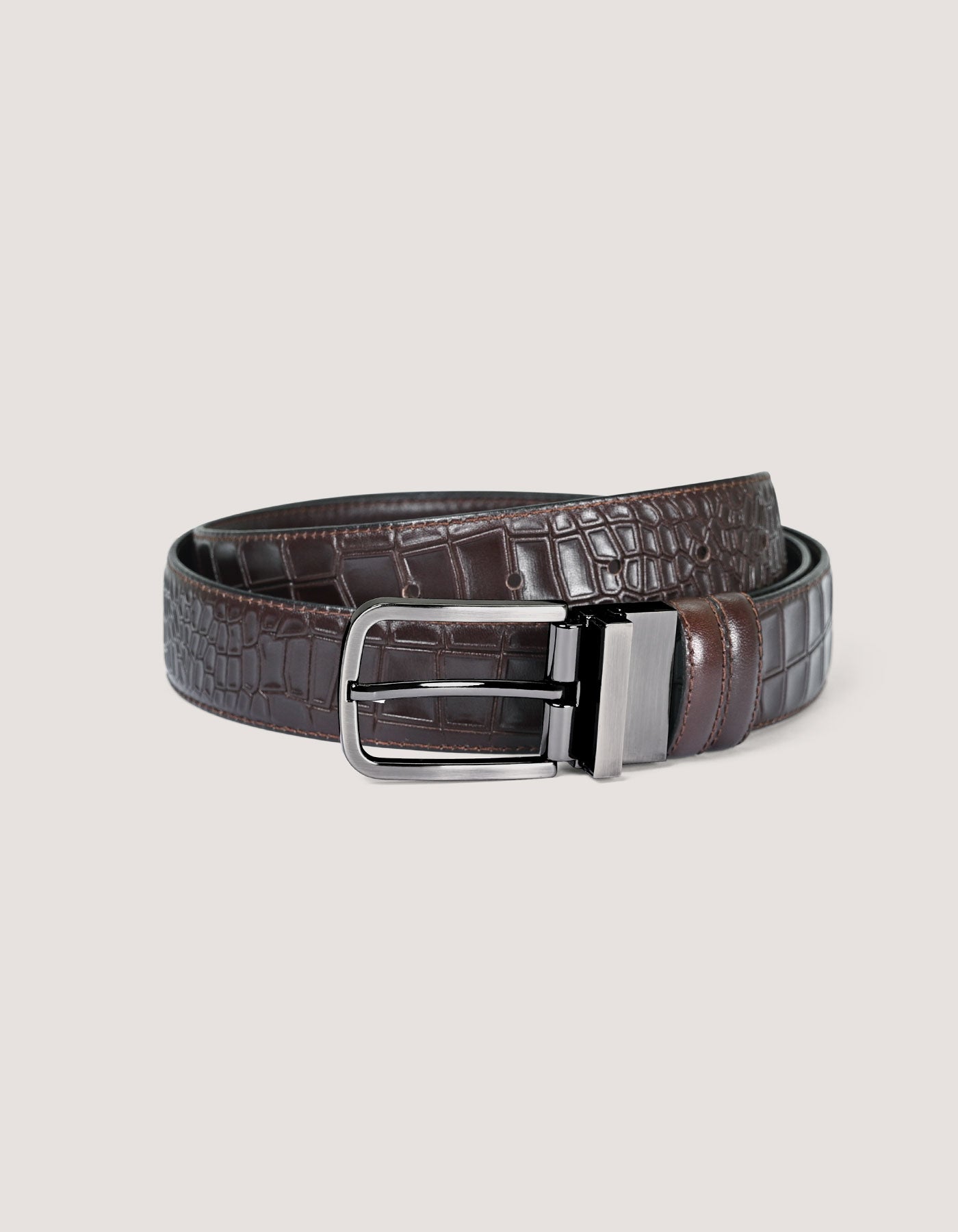Mens Brown Crocodile Belt