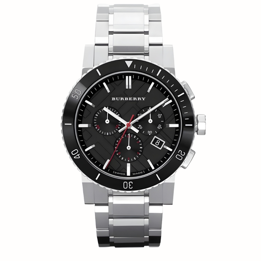 Burberry BU9380 The City Men's Silver & Black Bezel Watch