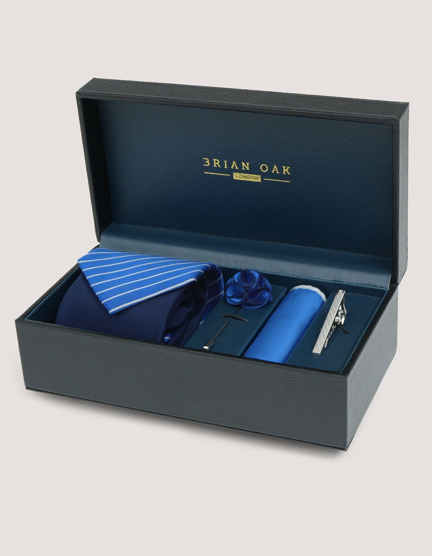 Striped Blue Men's Tie Set