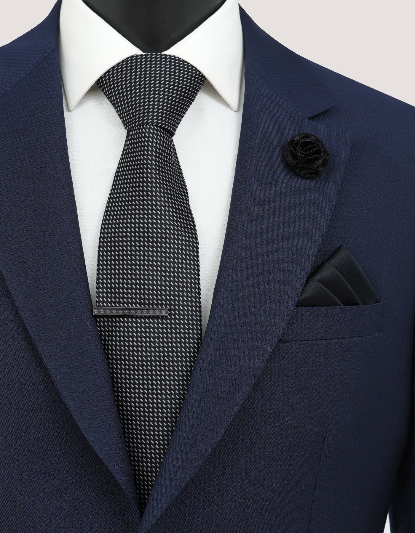 Geometric Patterned Tie Set - Black