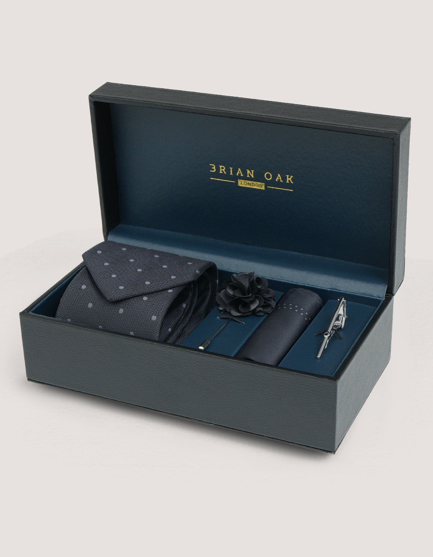 Dotted Men's Tie Set - Dark Grey