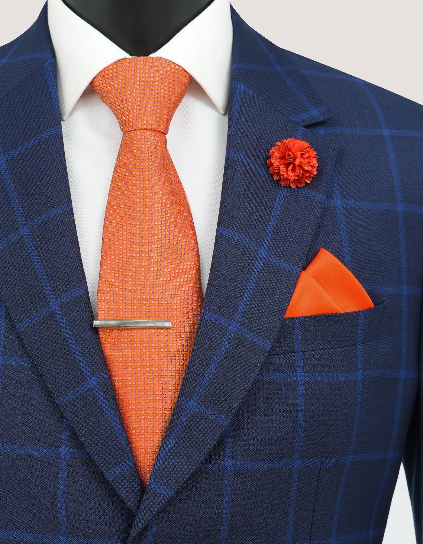 Orange Geometric Tie Set
