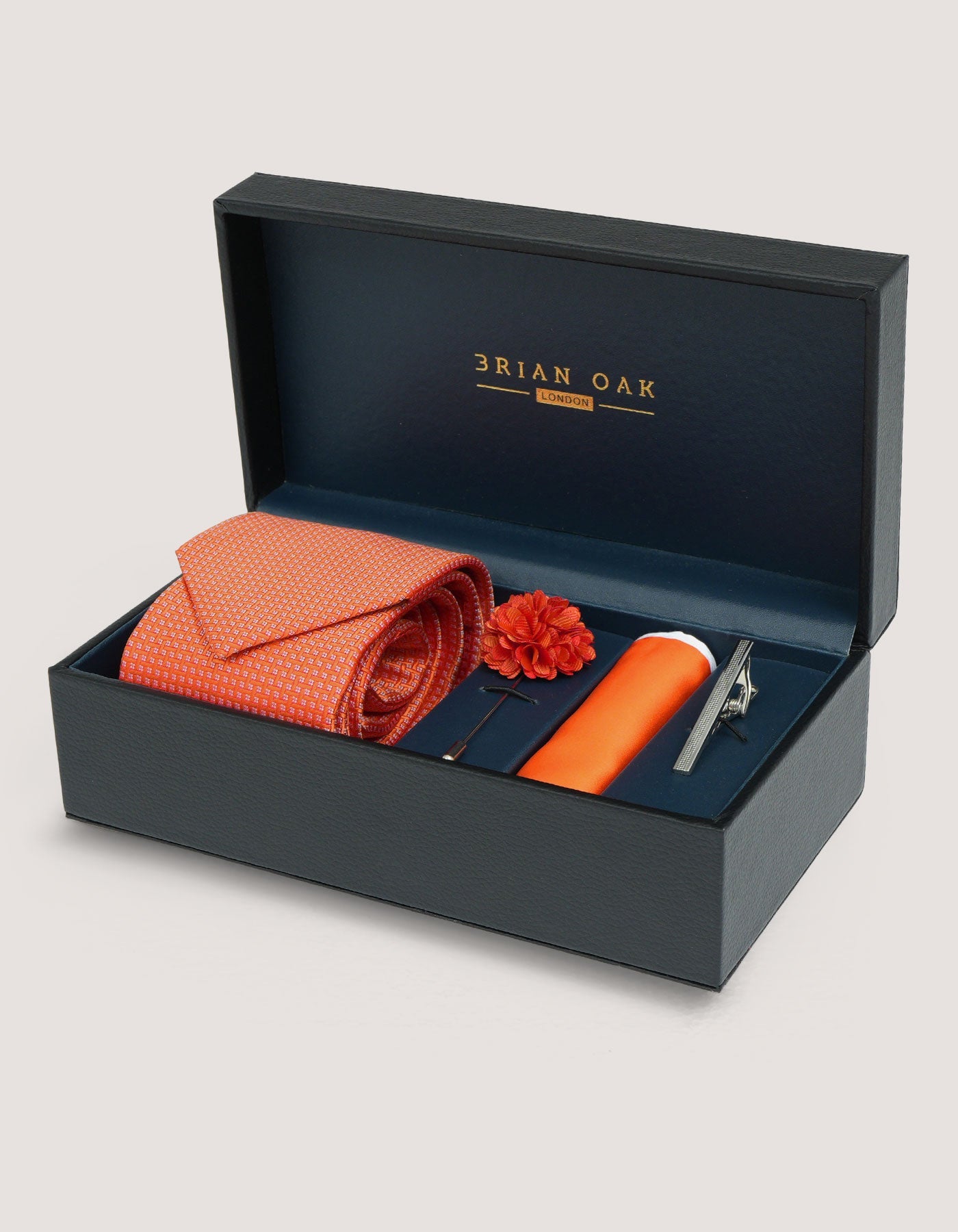 Orange Geometric Tie Set