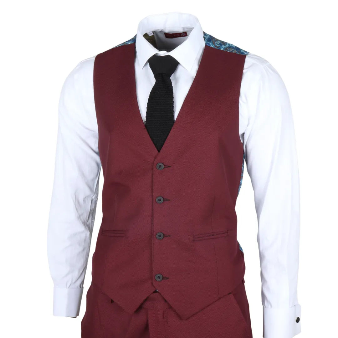 IM09 - Men's 3 Piece Burgundy Classic Suit