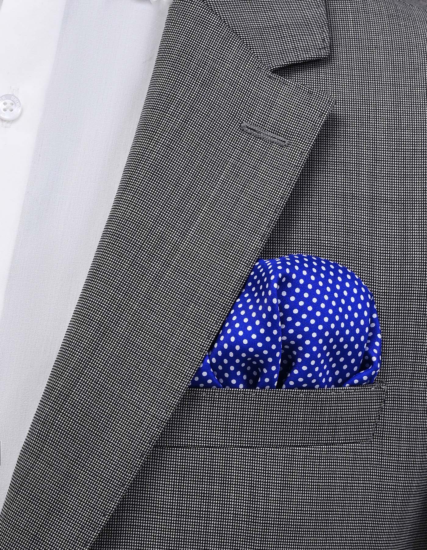 Royal Blue & Green Dotted Silk Pocket Square