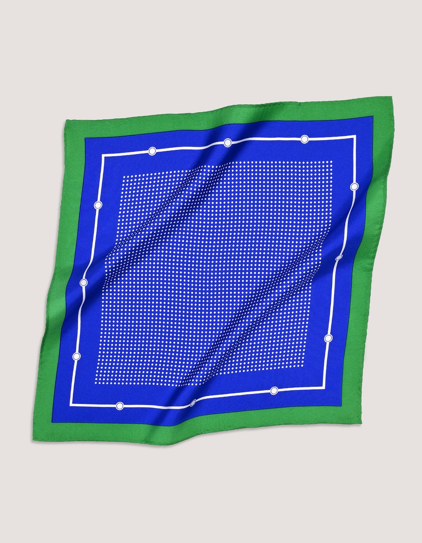Royal Blue & Green Dotted Silk Pocket Square