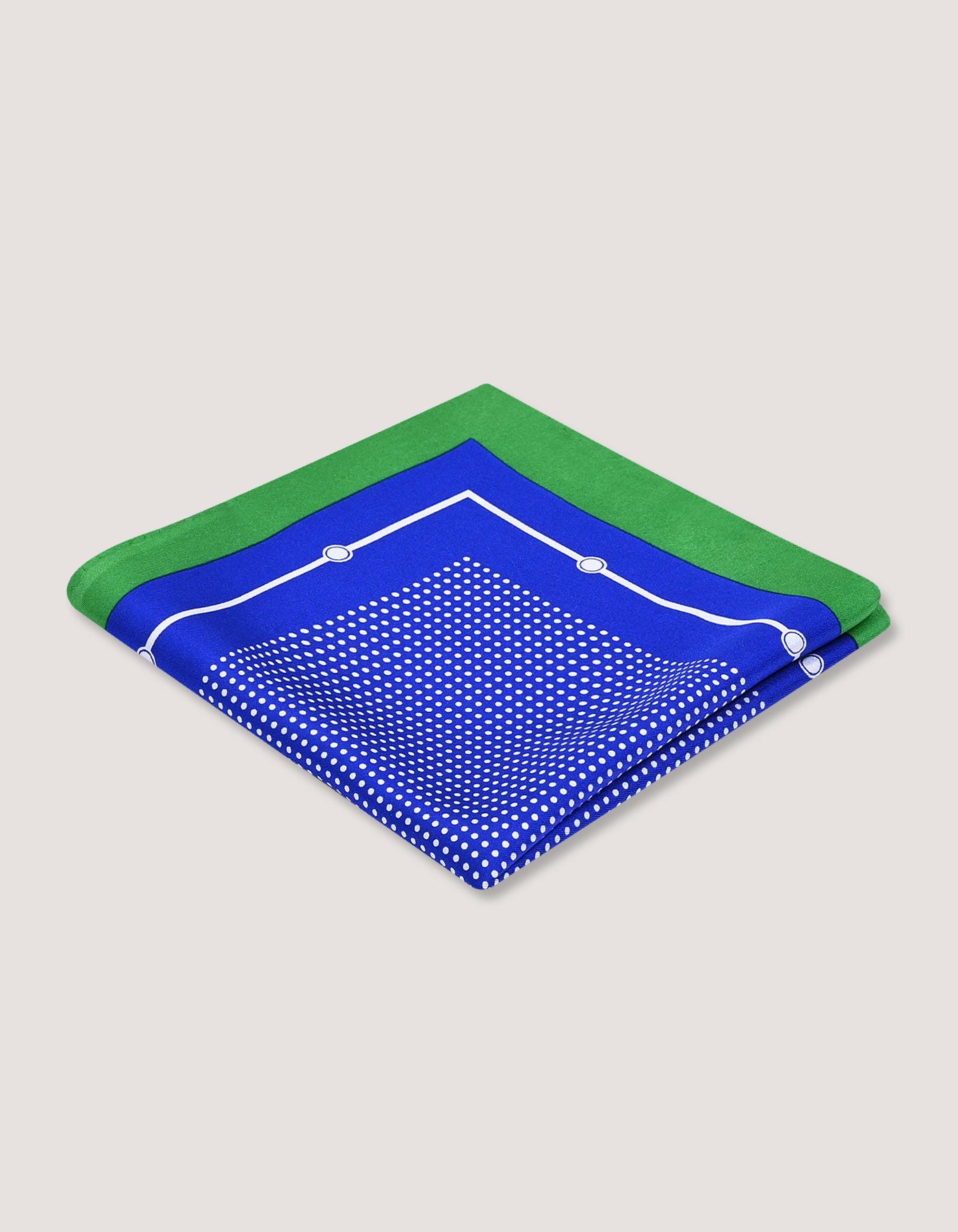 Royal Blue & Green Dotted Silk Pocket Square