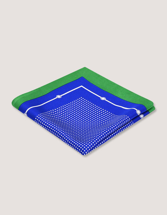 Royal Blue & Green Dotted Silk Pocket Square