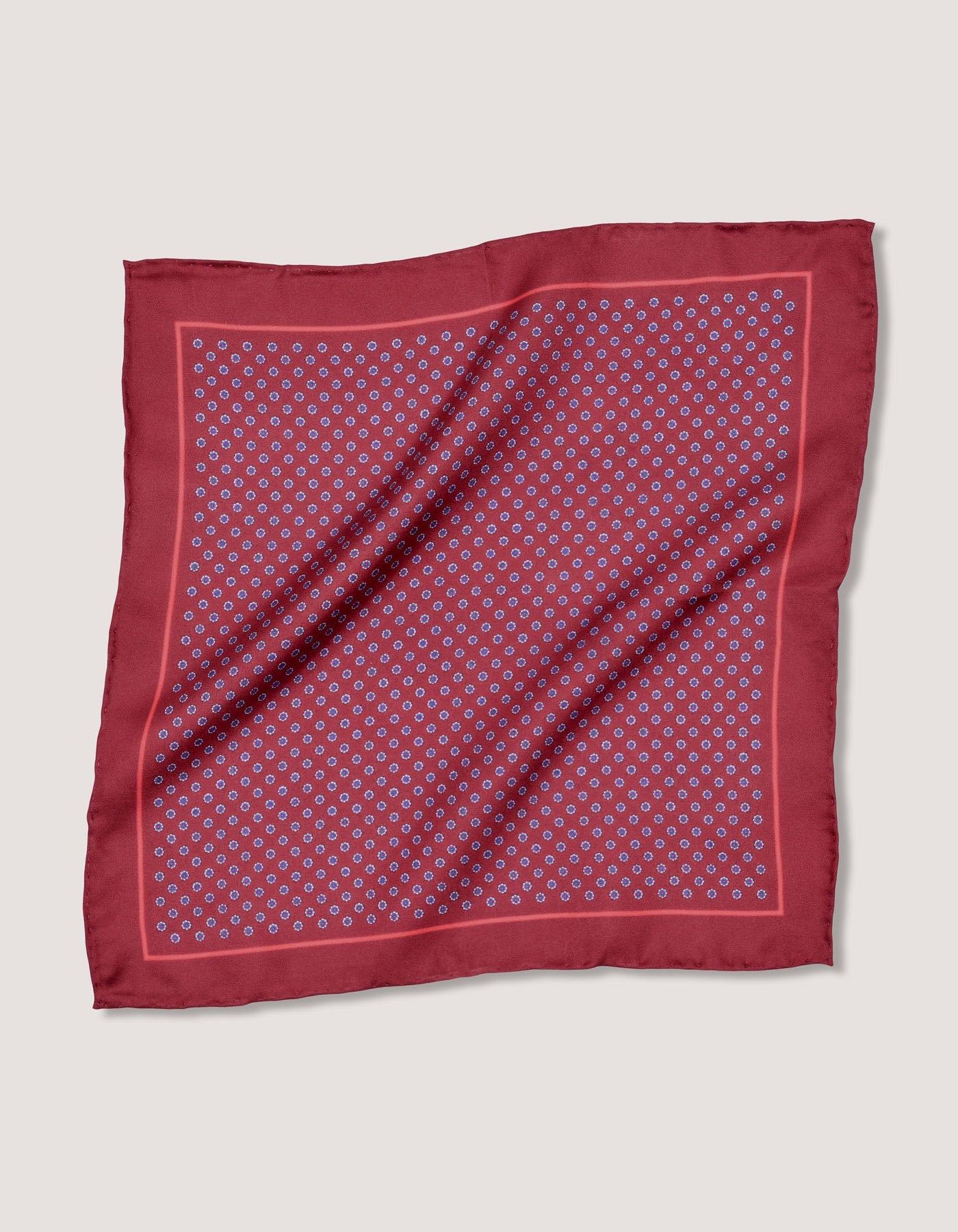 Maroon Patterned Silk Pocket Square