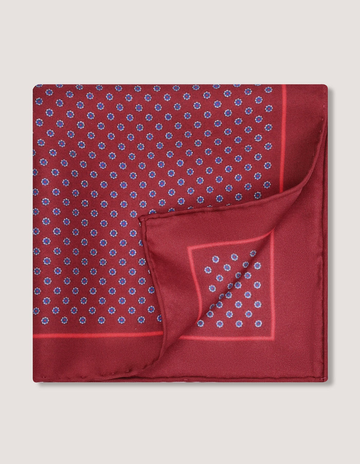 Maroon Patterned Silk Pocket Square