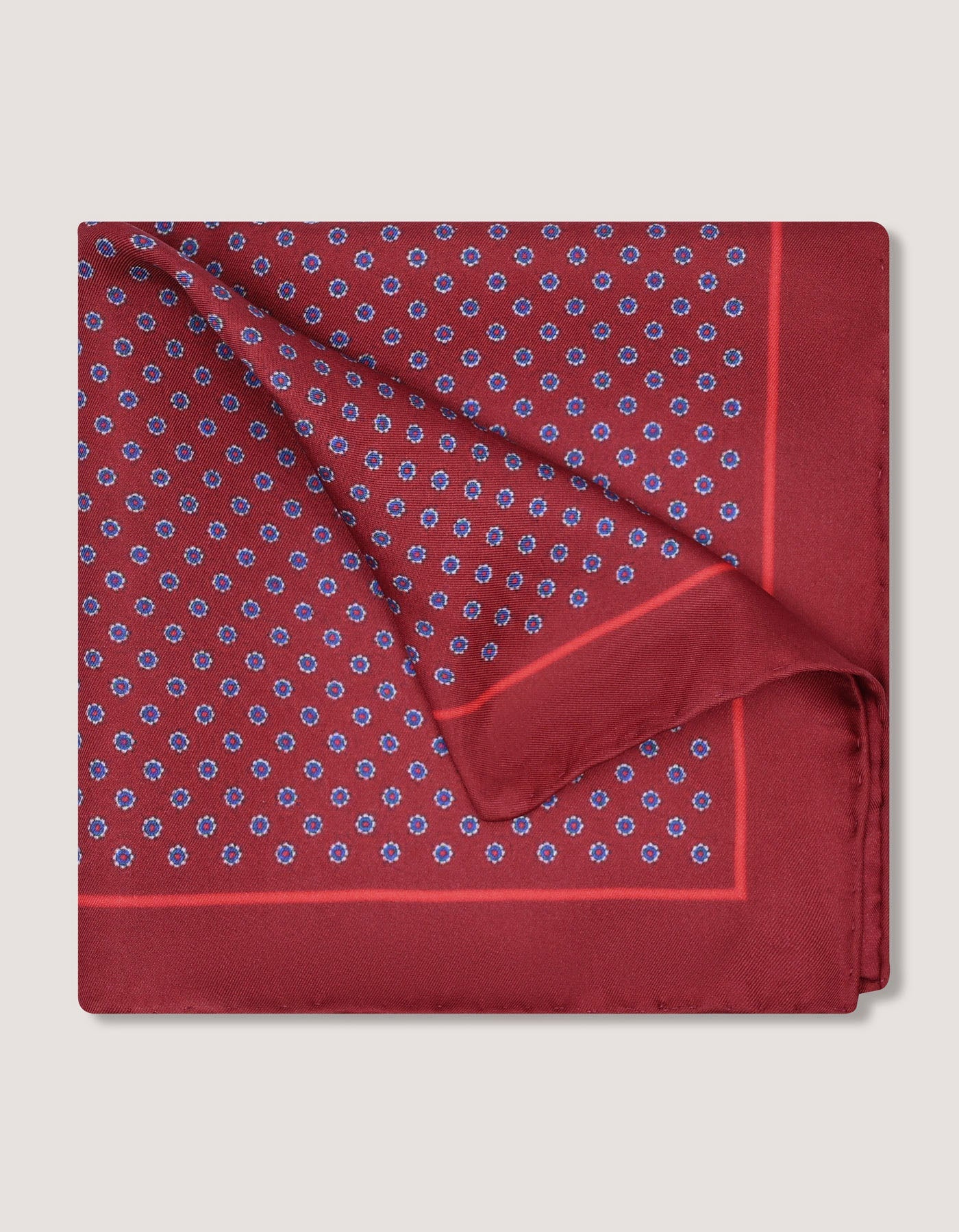 Maroon Patterned Silk Pocket Square