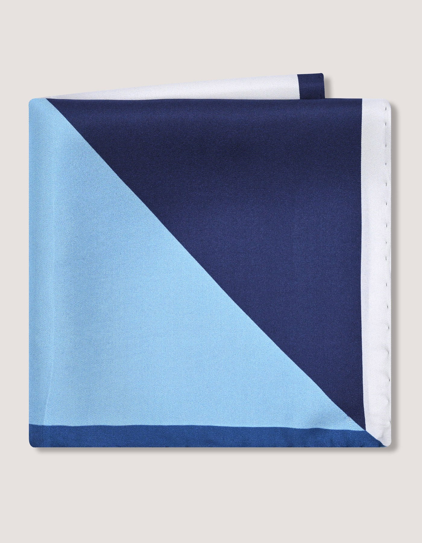 White and Light Blue Designer Silk Pocket Square