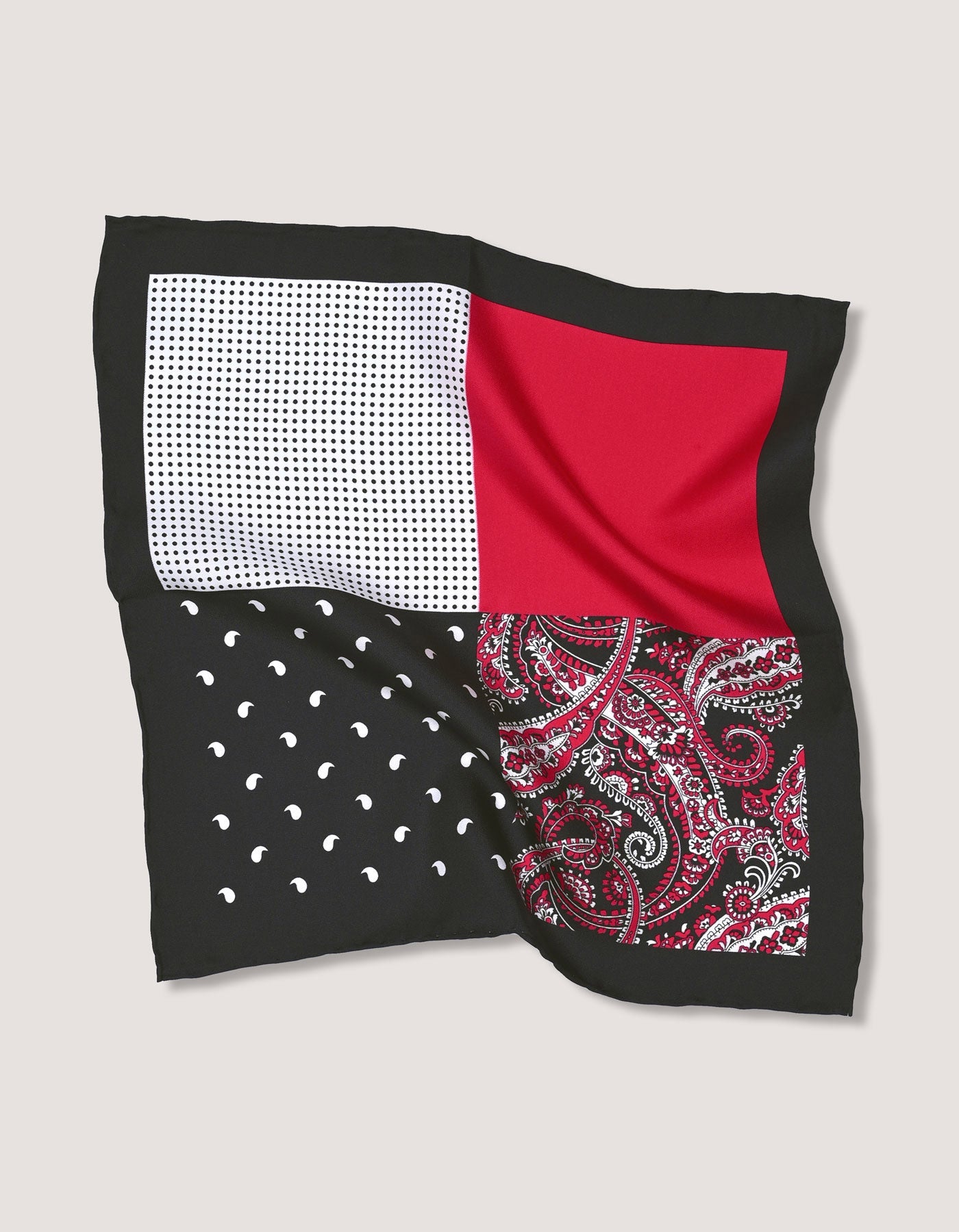 Red and Black Paisley Silk Pocket Square
