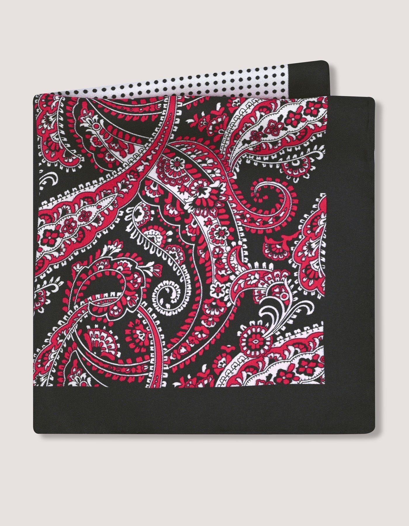 Red and Black Paisley Silk Pocket Square
