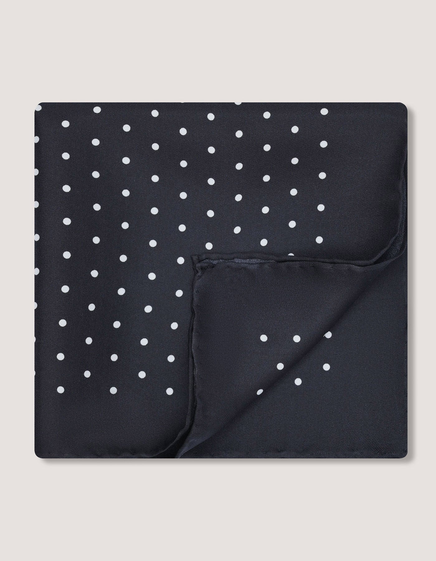 Black Polka Dot Silk Pocket Square