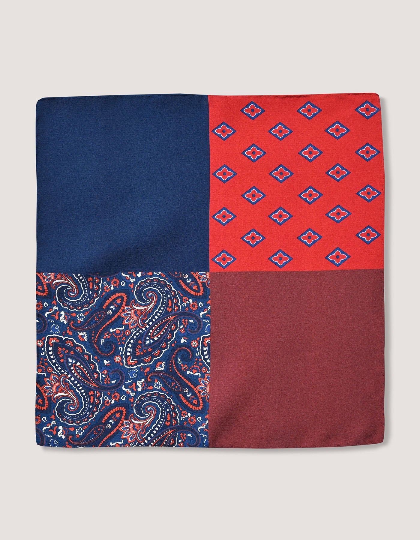 Multicolour Plain and Patterned Silk Pocket Square