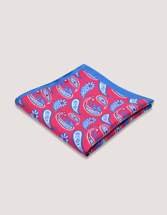 Crimson Red Paisley Print Pocket Square
