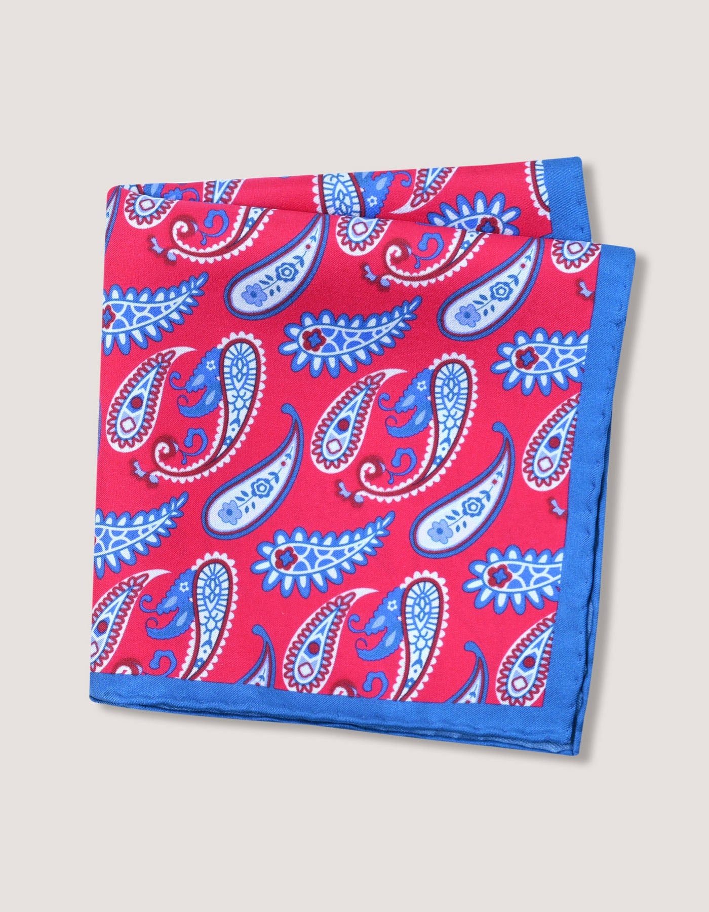 Crimson Red Paisley Print Pocket Square