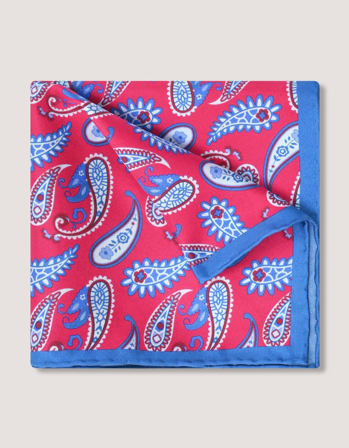 Crimson Red Paisley Print Pocket Square