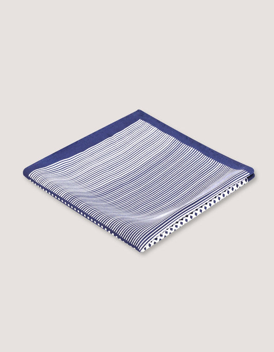 White & Blue Dotted Silk Pocket Square