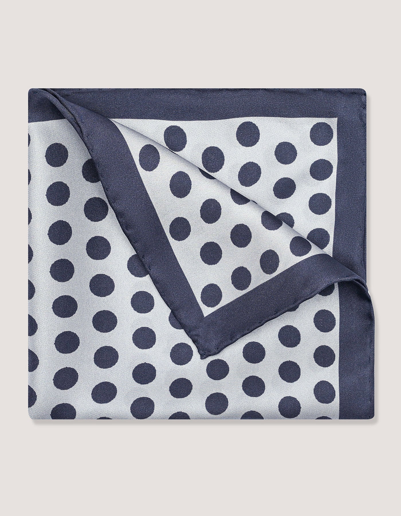 Dotted Silk Pocket Square – Silver & Navy