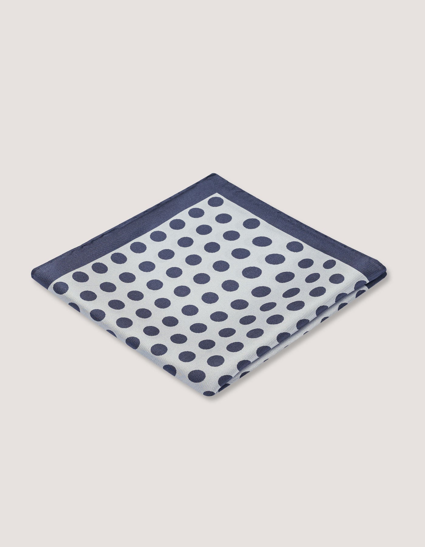 Dotted Silk Pocket Square – Silver & Navy
