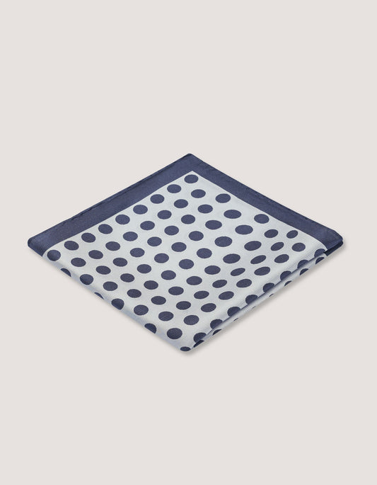 Dotted Silk Pocket Square – Silver & Navy
