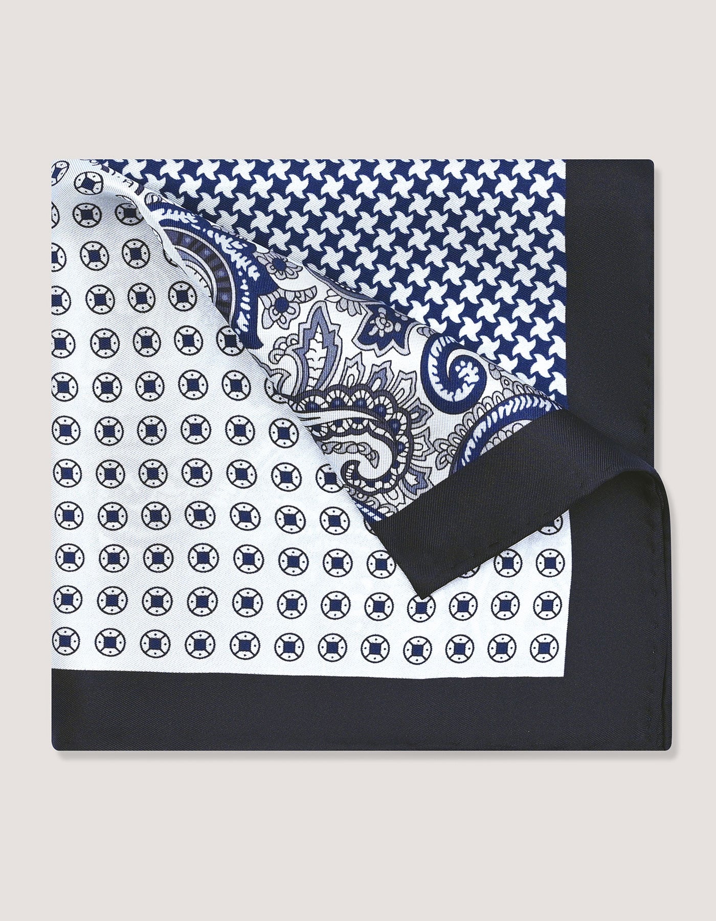 Grey Paisley Silk Pocket Square