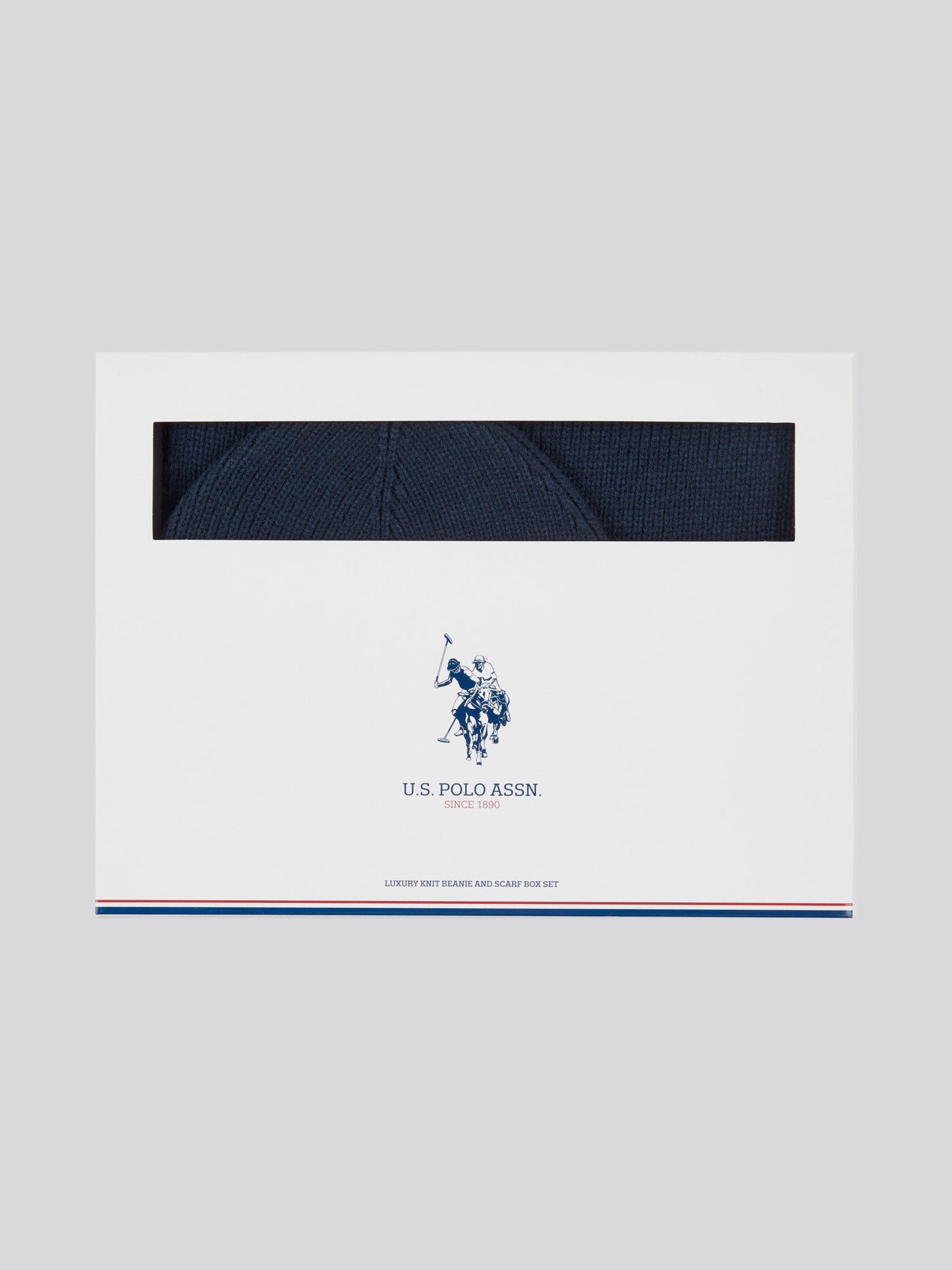 Mens Luxury Rib Knit Beanie & Scarf Set in Dark Sapphire Navy