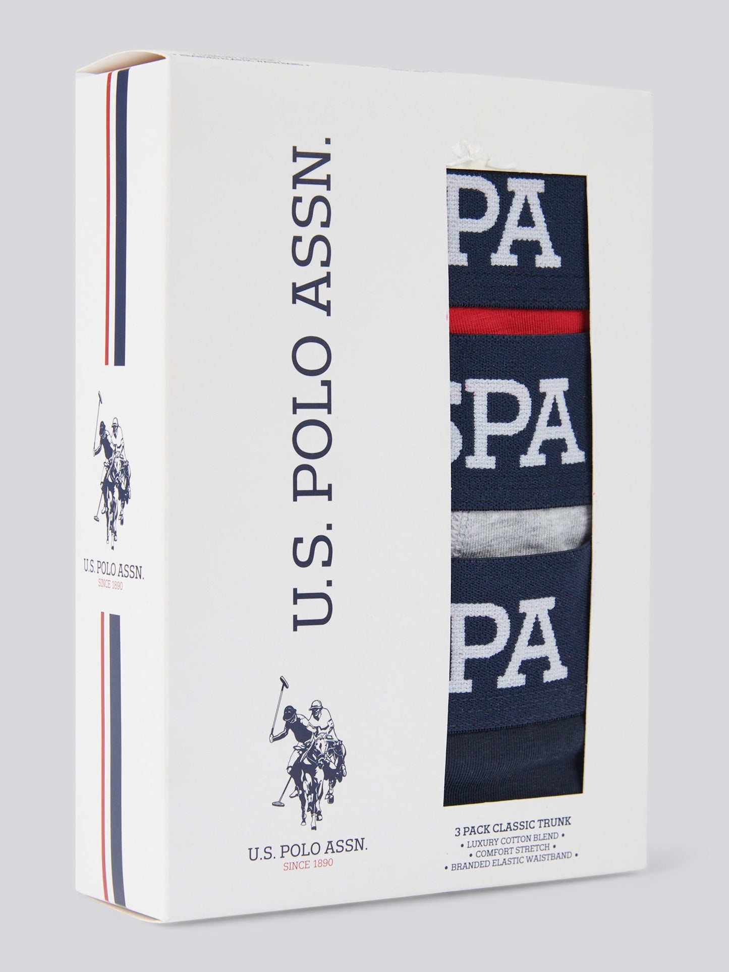 Mens 3 Pack Branded Stripe Boxer Shorts Haute Red