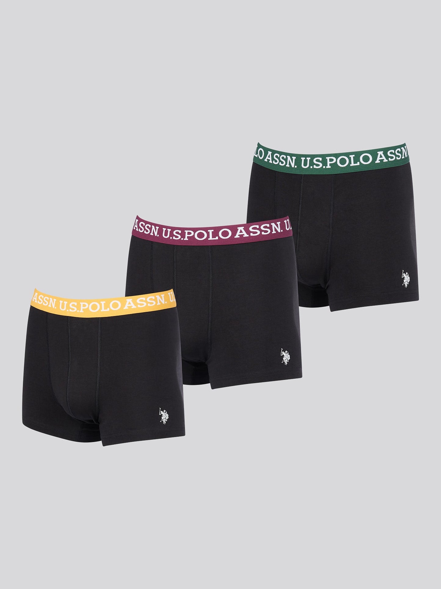 Mens 3 Pack Contrast Waistband Boxer Shorts Black Multi