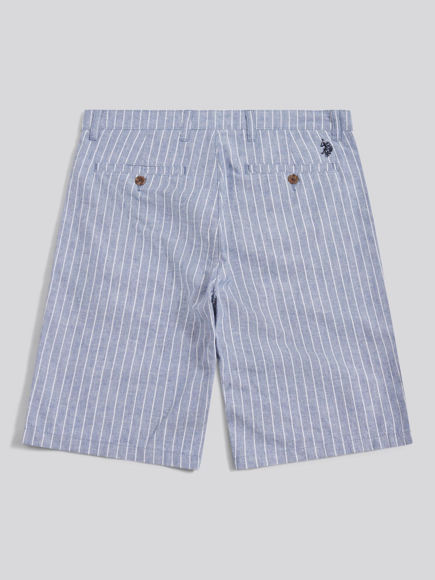 Mens Striped Linen Blend Chino Short Blue Horizon
