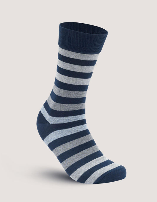 Navy and Grey Block Stripe Socks